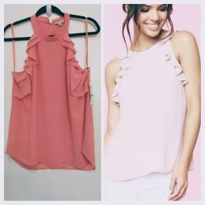 NWT - Naked zebra pink ruffled tank size L…